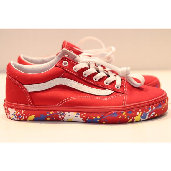 Vans Old Skool Red Paint Splatter Sz 6.5Y - Picture 1 of 5